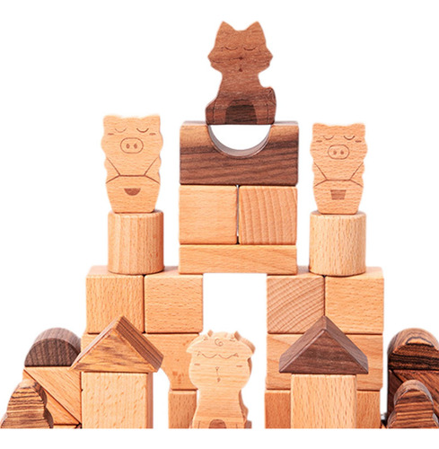 50 Piezas De Bloques De Construcción De Madera, Habilidades