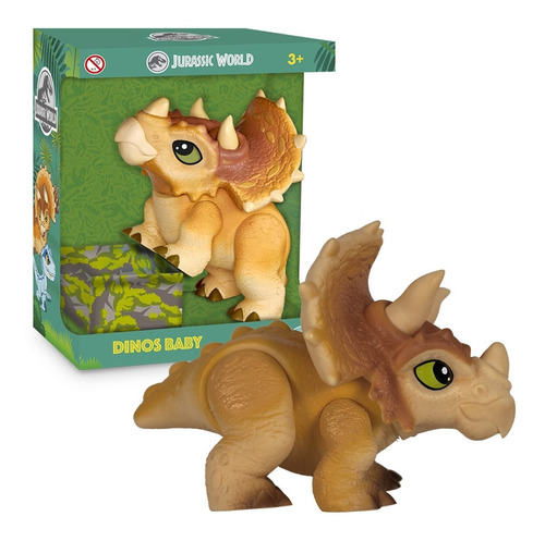 Jurassic World Triceratops Dinos Baby Marrom Articulado