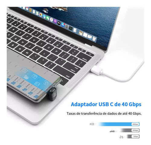 Adaptador 40gbps Usb 3.1 Tipo C 90° Graus Angular