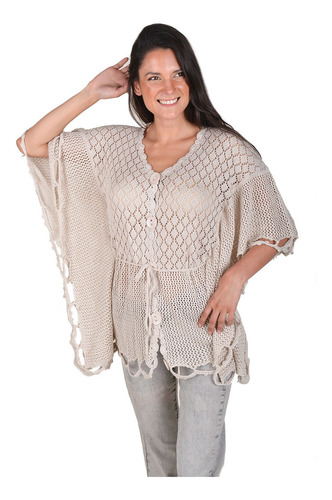 Chaleco Poncho Beige Alexandra Cid