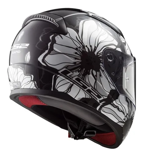 Casco Moto Mujer Ls2 Ff353 Poopies Flores Rosa