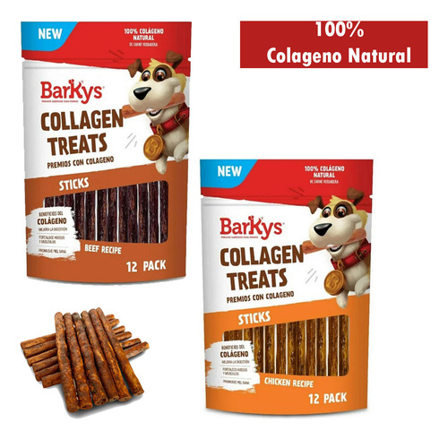 Barky's Premios Botana Para Perro Colágeno Res Y Pollo 24pzs
