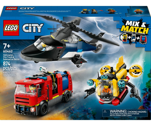 Lego City: Helicóptero, Camión De Bomberos Y Submarino 60462