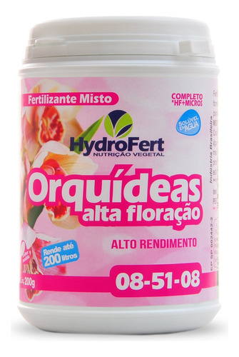 Fertilizante Orquídea Alta Floração 08-51-08 Hydrofert 200g