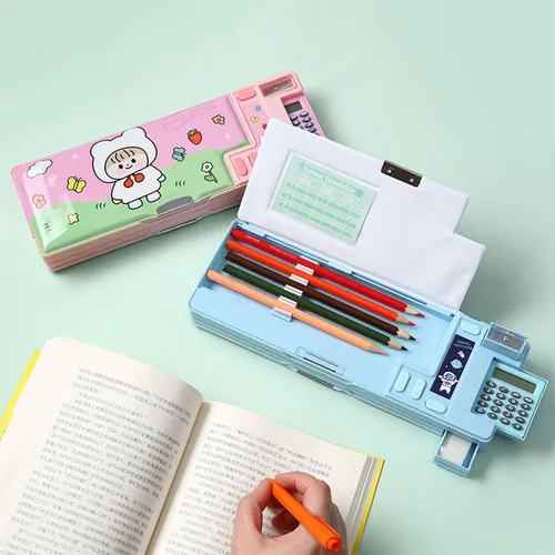 Estuche Para Lápices Con Calculadora, Estuche De Doble Capa