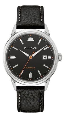 Reloj automático Bulova Sinatra Summer Wind 96b381, color de la correa: negro, color del bisel: plateado, color de fondo: negro