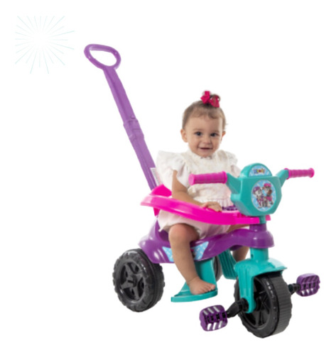 Triciclo Infantil Kendy Menina Bebe Criança Com Haste Motoca