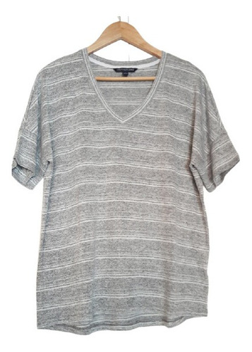 Polera Mujer Tejido Fino Rayas Gris Claro Calvin Klein T/m