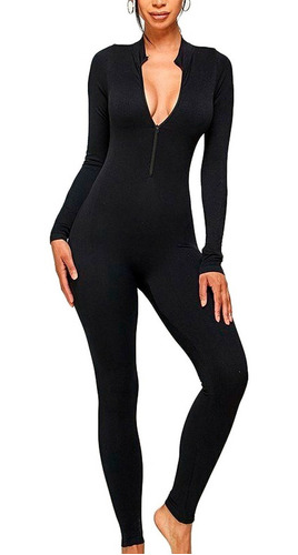 Imagen 5 de 6 de Catsuit Mono Lycra Elastizado Manga Larga Con Cierre
