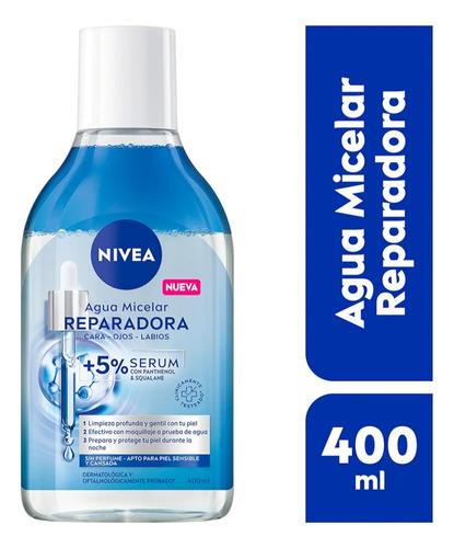 Agua Micelar Reparadora Infusionada +5% Sérum Nivea 400ml