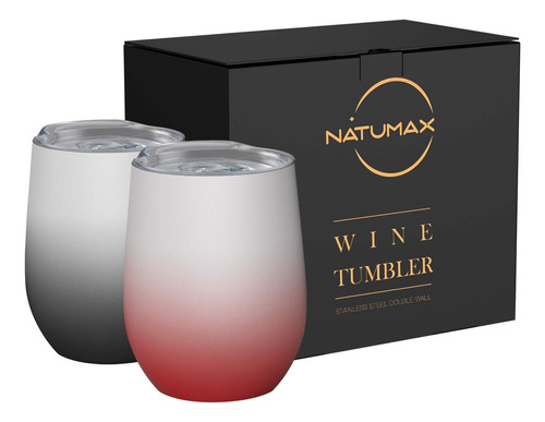 Natumax Vasos De Vino Con Tapa, De Acero Inoxidable De 12 On