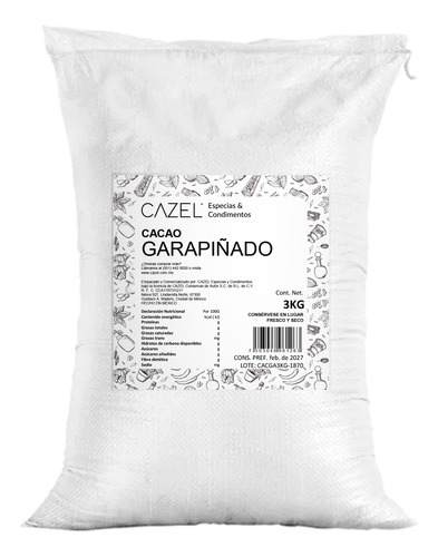 Cacao Garapiñado Azúcar Mascabado 3 Kg