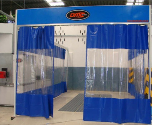 Cortina Cabine Pintura Plástica Lonas Box Transparente Ilhos