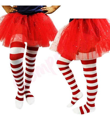 Imagen 9 de 10 de Media Calceta Over Knee Lolita Halloween Blanco/negro Colore