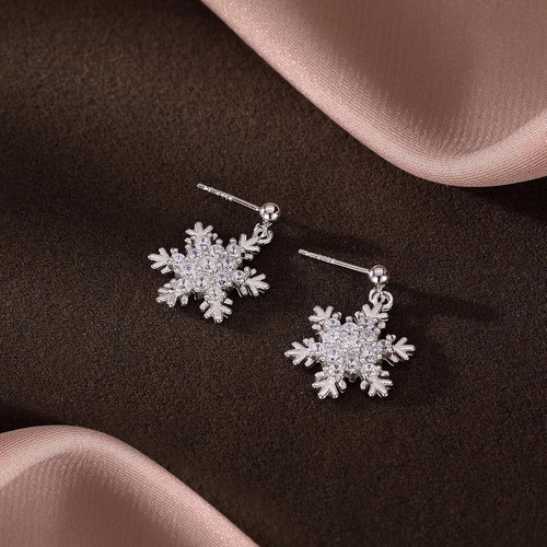 Aretes Sluynz De Plata De Ley Copo De Nieve Para Mujer Moda