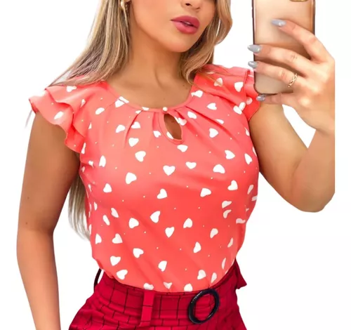 BLUSA CREPE XADREZ VERMELHO - Puella Boutique