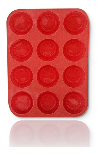 Forma De Silicone Para Muffins Cupcake Empada C/12 Cavidades Cor Vermelho