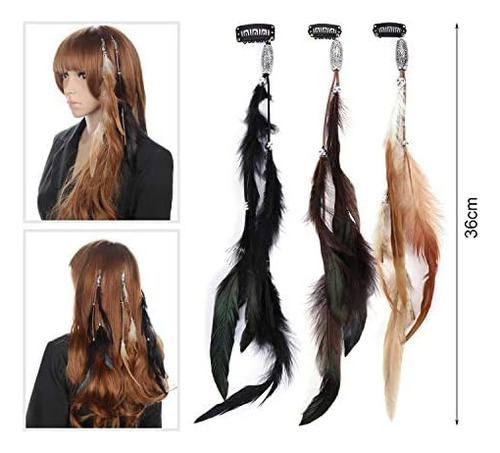 Mwoot Extensión De Cabello Con Clip De Plumas, 6 Piezas, Pin