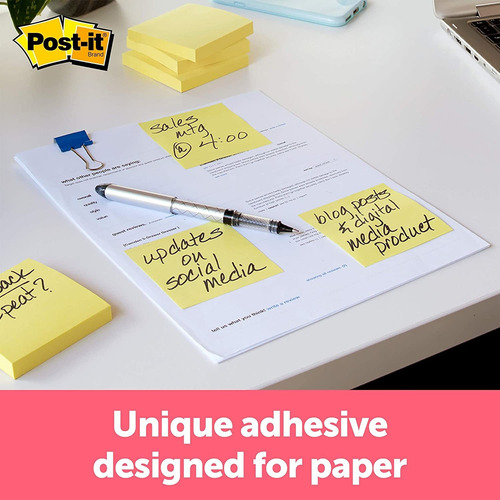 Post-it Notes, 3x3 In, 4 Blocs, Las Notas Adhesivas Favor...