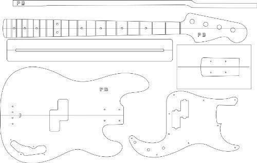 Guitarra Eléctrica Routing Plantilla P Bass.