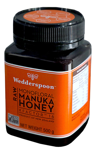 Manuka Honey Wedderspoon Kfactor 16 500ml Cru Não Pasteuriza