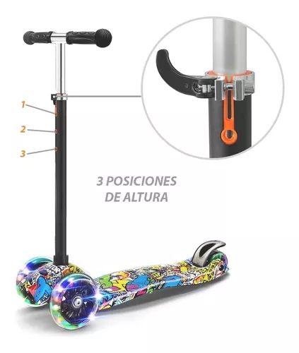 Scooter Para Niños Niñas 3-8 Años Patinete De 3 Ruedas Leds