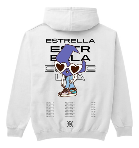 Sudadera Con Gorro Album Mora  Estrella  Color Azul 