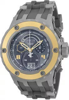 Reloj Invicta Hombre 16246 Crono Buceo 500m Corona Rosca Color De La Malla Gris Color Del Bisel Dorado Color Del Fondo Gris