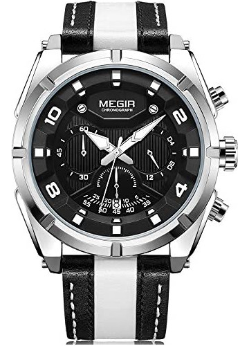 Megir Mens Casual Cronógrafo Relojes De Cuarzo Correa De Cue