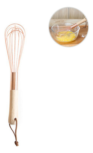 Batidor De Huevos, Mango De Madera, Acero Inoxidable