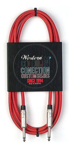 Cable Western Plug Mono 3 Mts Tela Rojo C&c Recto-recto