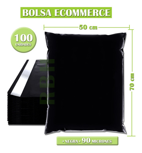 Bolsa Ecommerce Para Envios Con Adhesivo Negra 50x70  X100u