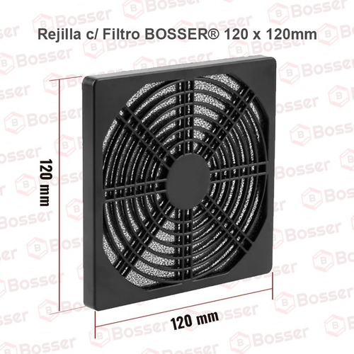 Imagen 7 de 10 de Reja Plastica C/ Filtro Bosser Para Cooler 4 PuLG 120x120mm