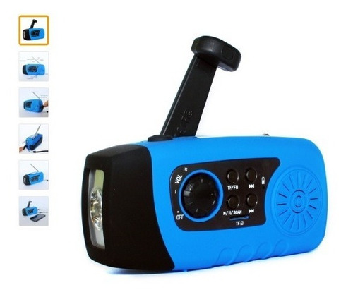 Lámpara Led Radio Dinamo Solar Fm Sd Celular Camping Nuevo