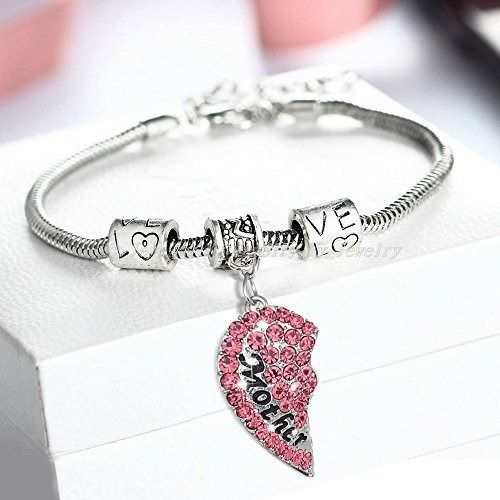 Imagen 3 de 7 de Pulsera Colgante De Corazón Para Madre E Hija - Regalo De