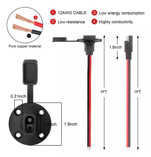 PAEKQ Enchufe solar SAE de 10 AWG resistente a la intemperie