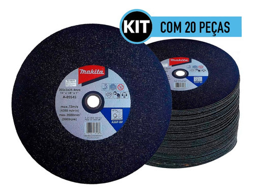 20 Disco De Corte Para Metal 355x3x25.4 Mm A-89545-5 Makita Cor Preto