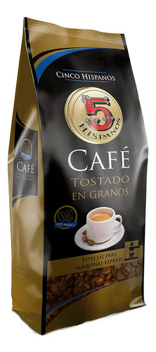 Café En Granos Los 5 Hispanos Tostado Sin Azucar X 500 Gr