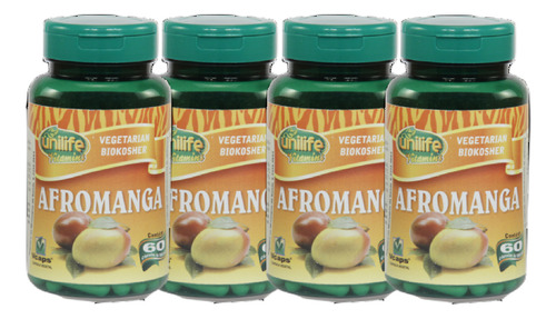 Kit Com 4 Manga Africana 60 Cápsulas 450mg Unilife