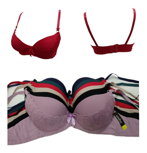 Paq 5 Brasier Dama Con Encanje Push Up Comodo Y Sexy