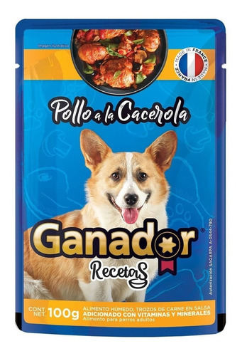 Alimento Ganador Super Premium Caja  Húmedo Ganador Recetas Delicias De Pavo X22u para perro adulto sabor pollo a la cacerola en sobre de 100g