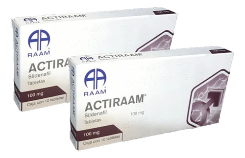 2 Cajas Actiraam Sildenafil 10 Tabletas 100 Mg Raam