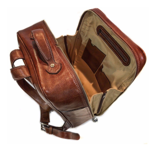 Mochila Hombre Mujer Cuero Viaje Porta Notebook 15.6 Urbana