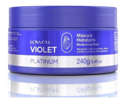 Máscara Matizadora Hidratante Violet Platinum 240g - Lowell