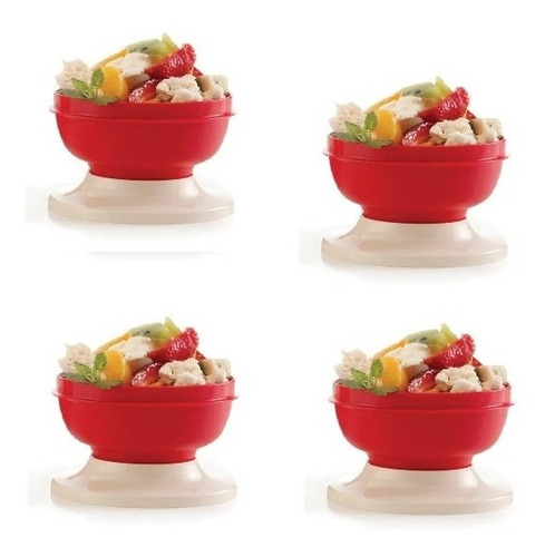 Set X4 Bowl 3en1 Plato Compotera Postre Tupperware 330 Ml.