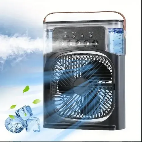 Ventilador Umidifcador Preto Ar Condicionado De Mesa Led Usa Gelo...