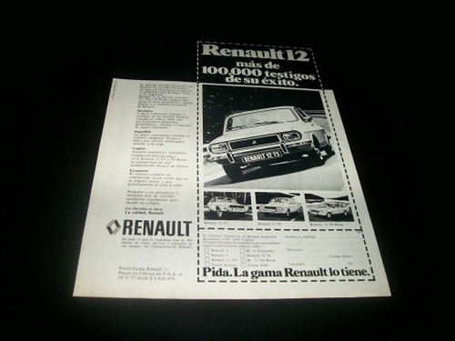 (pa360) Publicidad Clipping Renault 12 * 1977