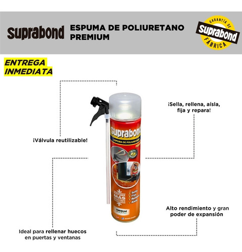 Imagen 3 de 4 de Espuma De Poliuretano Suprabond Premium 750ml
