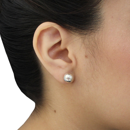 Imagen 7 de 10 de Arete Broquel Bola De Plata 1 Cm .925 Agálea Joyería