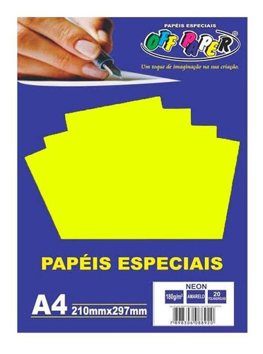 Papel A4 Amarelo Neon 180g 20fls Off Paper